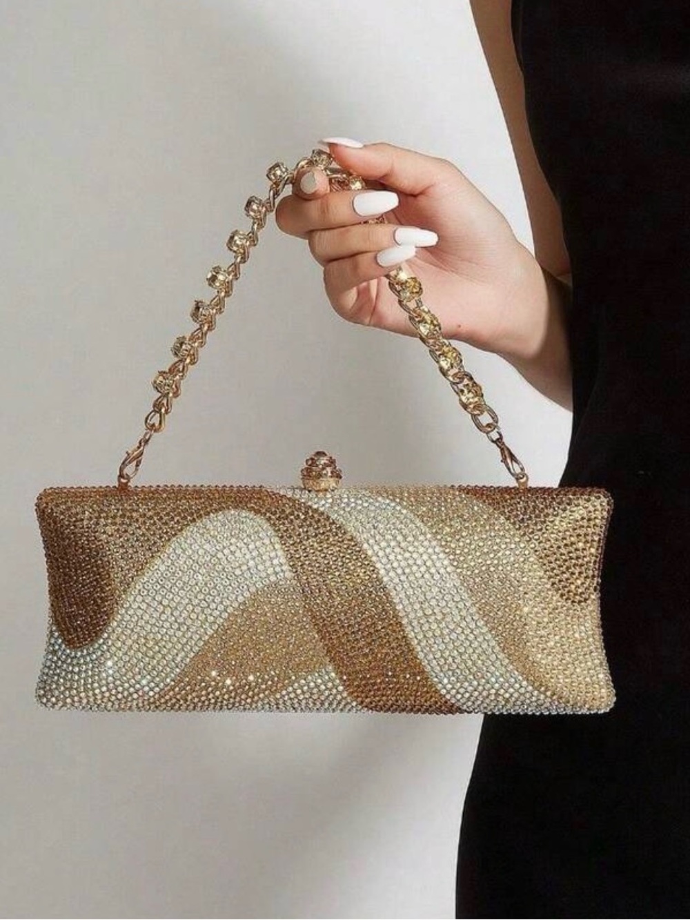 Gold Crystal Evening Clutch Handbag